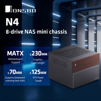 JONSBO N4 Black NAS Chassis M-ATX Motherboard SFX Power Slot 6 Large 2 Small Hard Drive Slots 120mmx1Fan Walnut Decorative Panel