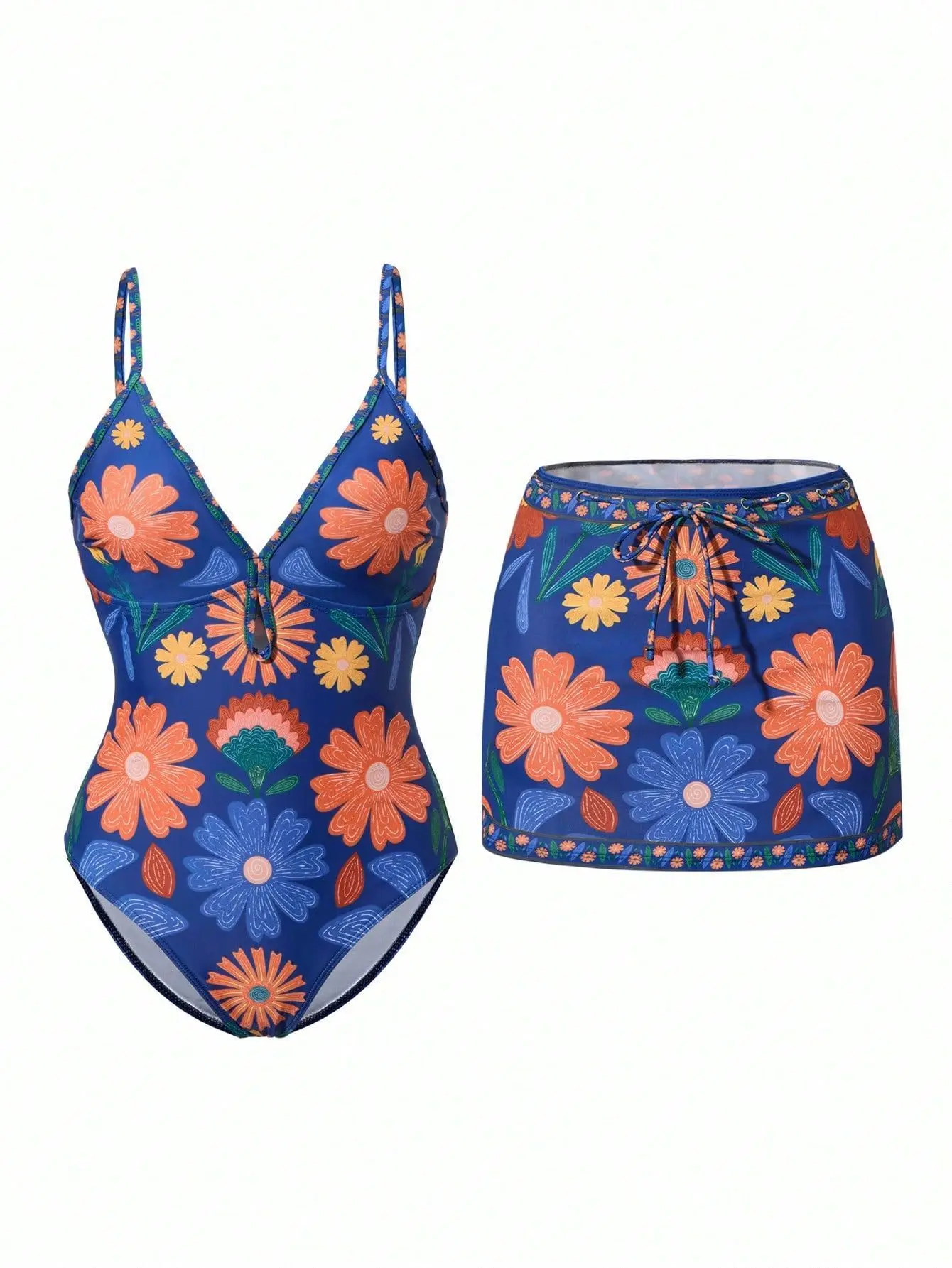 

2026 Летний пляжный женский купальник с богемным принтом, струящийся комплект бикини с вязанной крючком, курортные комплекты одежды, женская одежда, 2 шт.