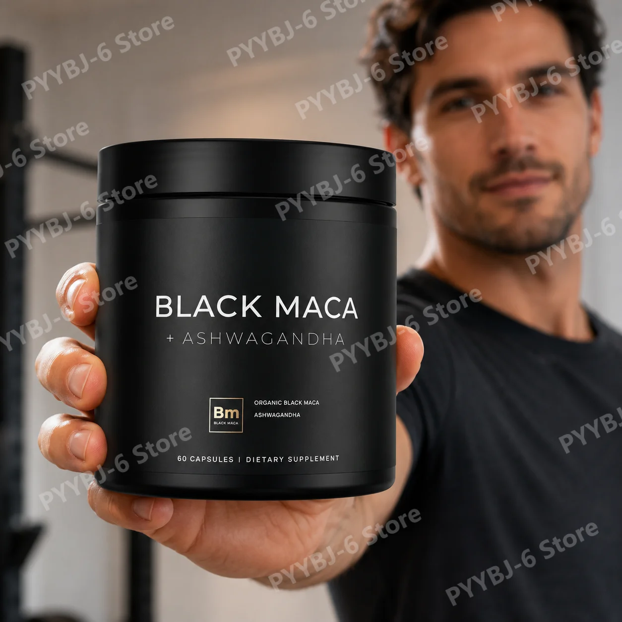 Black Maca Root Extract with Ashwagandha 60 Capsules Herbal Adaptogen Supplement for Men Women Energy Mood Stress Support