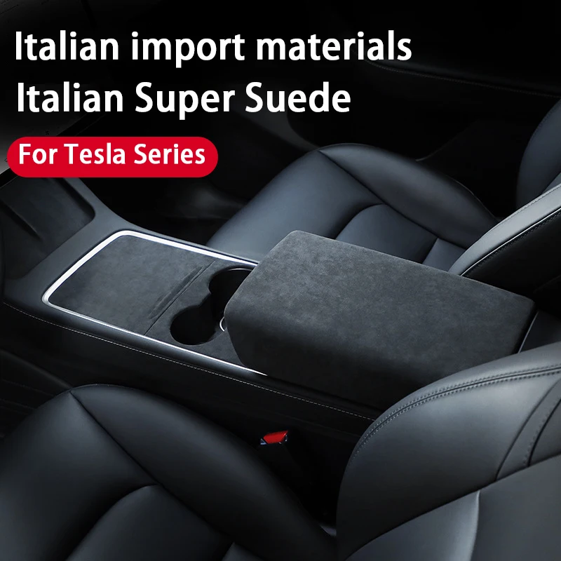 

For Tesla Model3/Y Car Central Control armrest box Panel cover Sticker Italian Suede Decorative Protective Interior Accessories