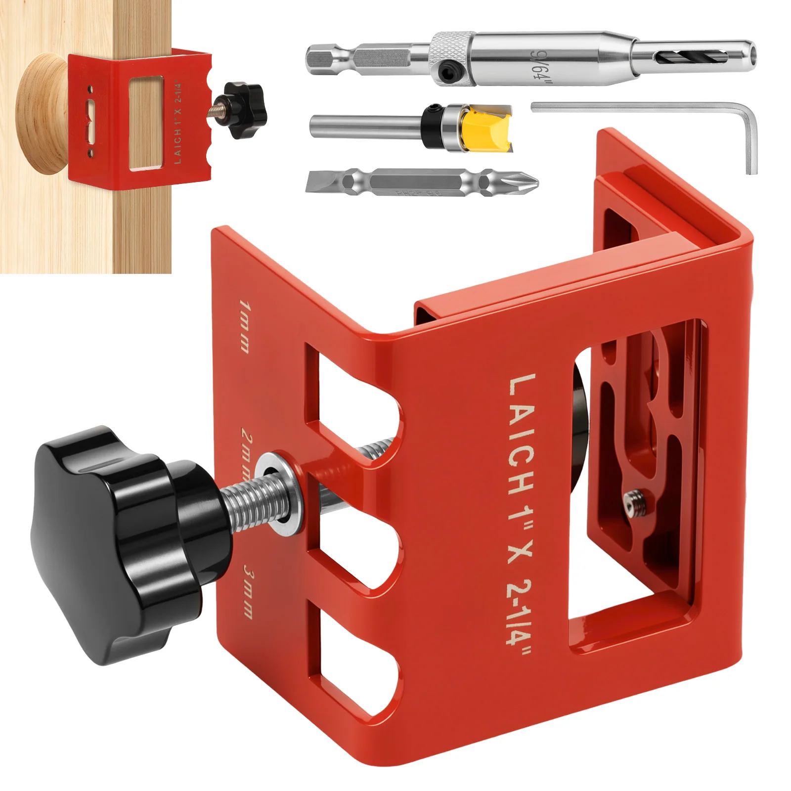 Door Latch Mortise Tool Stainless Steel/Aluminum Alloy Door Latch Installation Adjustable Door Latch Mortise Jig with Router Bit