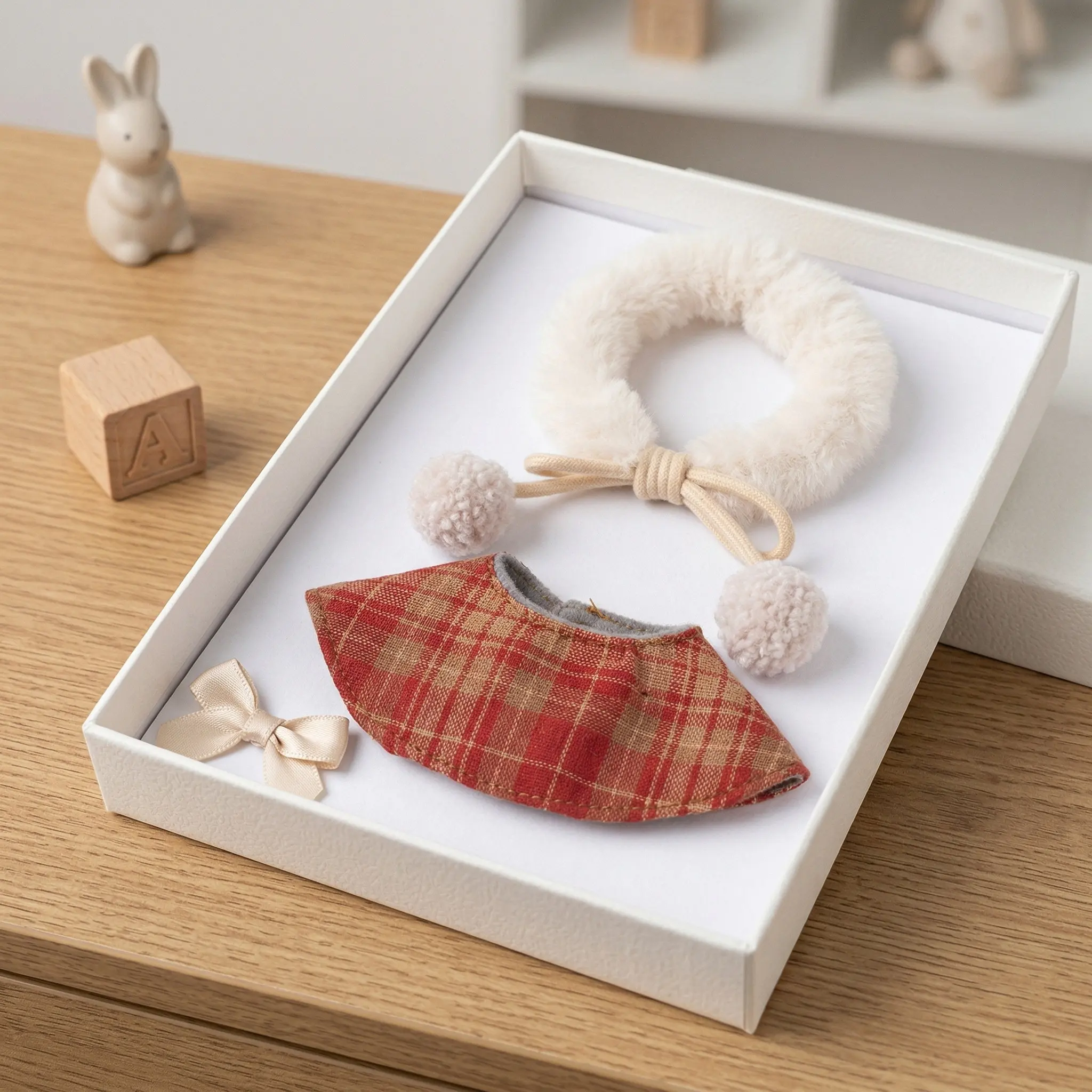 

Plaid Hooded Cape Miniature Clothes for Stuffed Animals Holiday Christmas Figure Cloak DIY Dress Up Outfit New Year