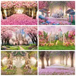 Spring Castle Floral Backdrop Wonderland Forest Flower Baby Kids Birthday Party Wedding Photography Background Decor Studio Prop