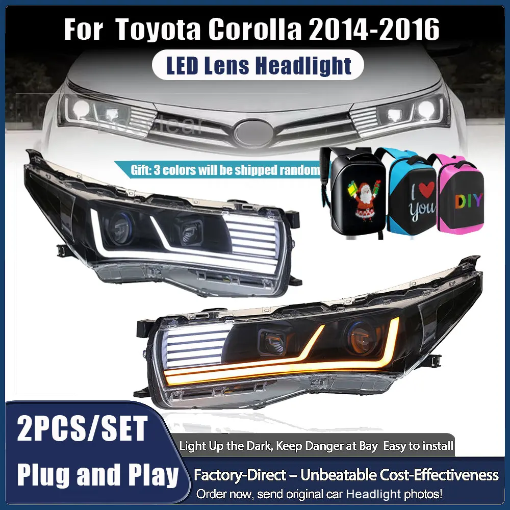 

Car Headlights For Toyota Corolla 2014-2016 Full LED Auto Head lamps Assembly Upgrade DRL Turn Signal High Beam Projector Lens