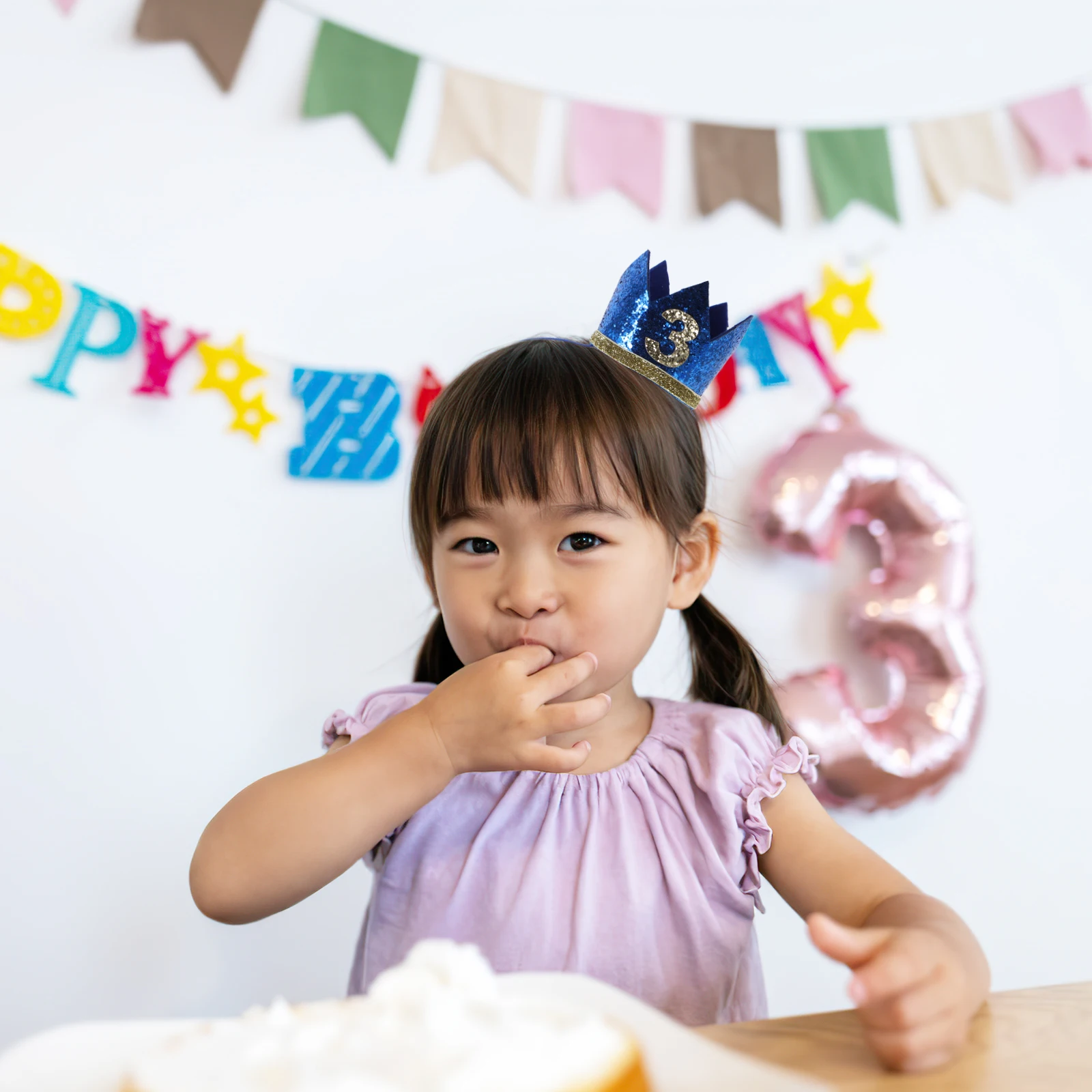 

2pcs First Crown 1St Birthday Party Hat Birthday Headwear Photo Props Felt Adjustable Rope Design Comfortable