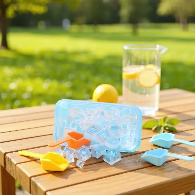 مجموعة ألعاب طعام مصغرة لبيت الدمى بمقياس 1/6: تتضمن صندوق صنع الثلج ونموذج مجرفة الثلج