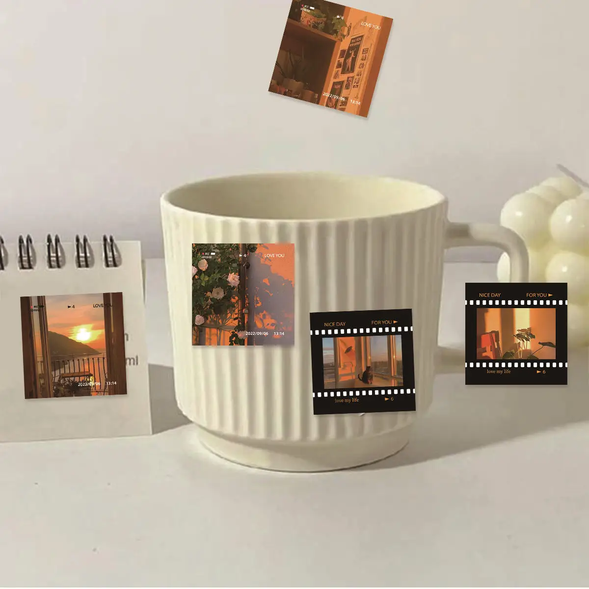 Etori Life 46pcs PVC Creative Retro Sky Sunset Exquisite Patterns Student DIY Diaries,Cups,Scrapbooks Decoration Stickers