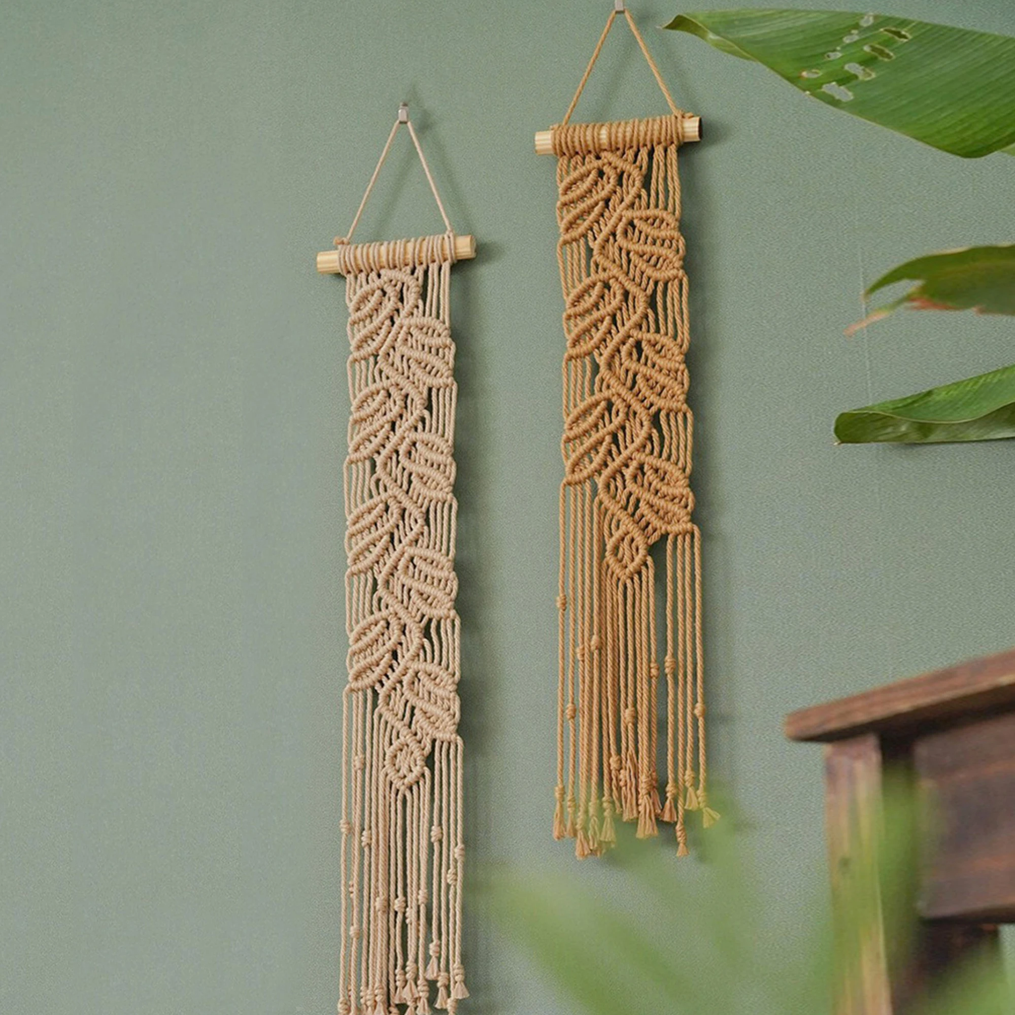 

Bohemian Hangings Tapestries Cotton Rope Hand-woven Leaf Macrame Tapestry Home Decoration Wall Hanging Living Room Decor Bedroom