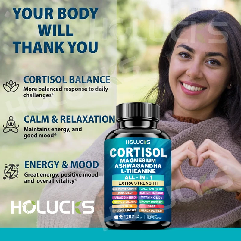 Corti-Soothe Cortisol Supplement with Magnesium, Ashwagandha, L-Theanine - Manage Stress, Maintain Calm & Support Adrenal Health