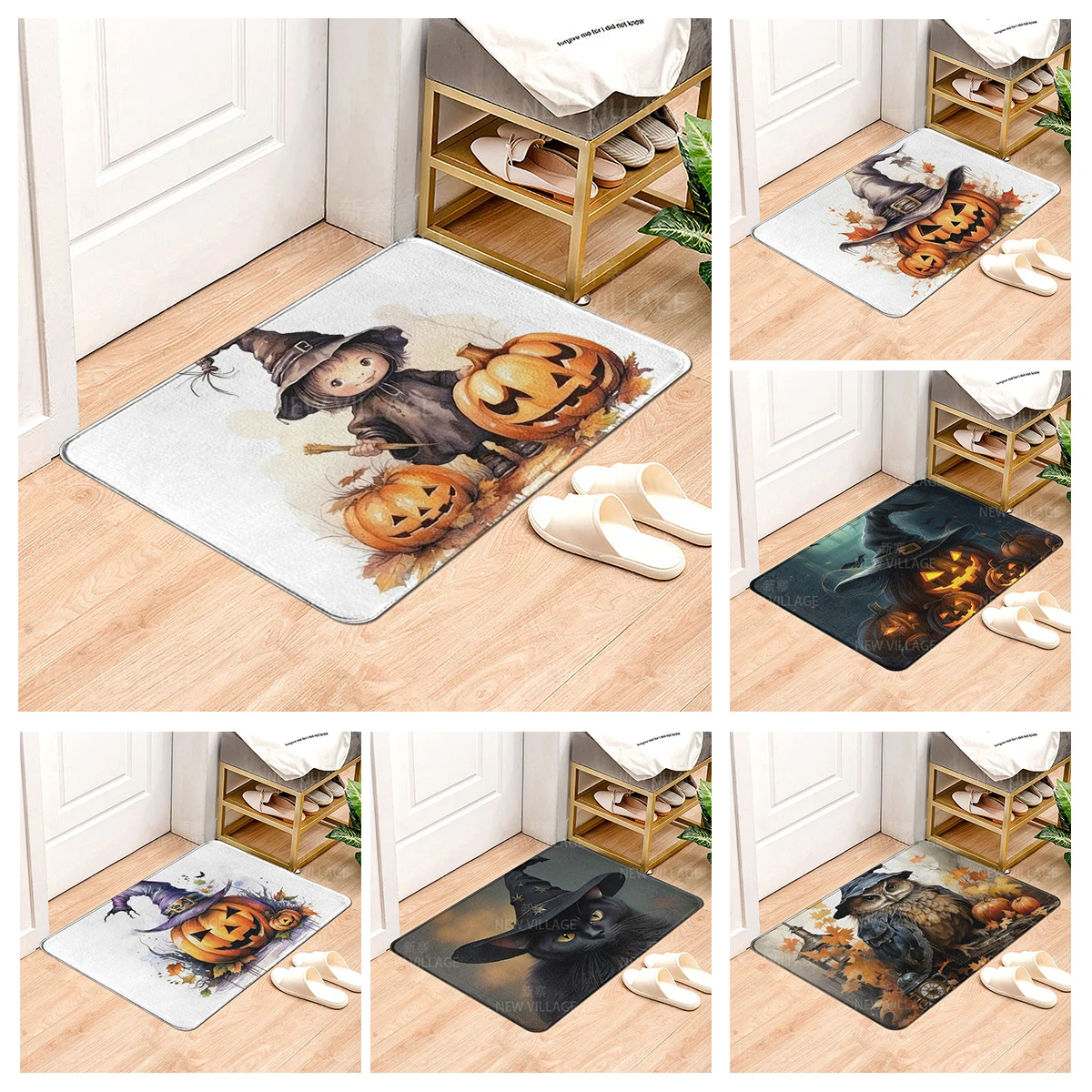 House entrance carpet Home door mat Living Room Bath Foot bathroom non-slip water absorption rugs bath Halloween Autumn Pumpkin