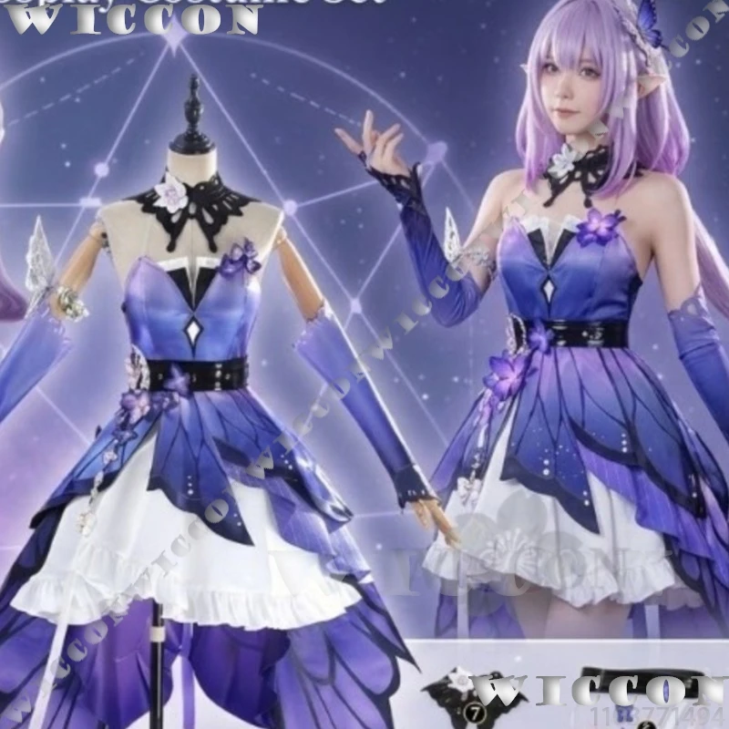 

Game Honkai Star Rail Cosplay Castorice New Outfit Gossamer Flutter Purple Butterfly Train Dress Lolita Wig Navidad Carnaval