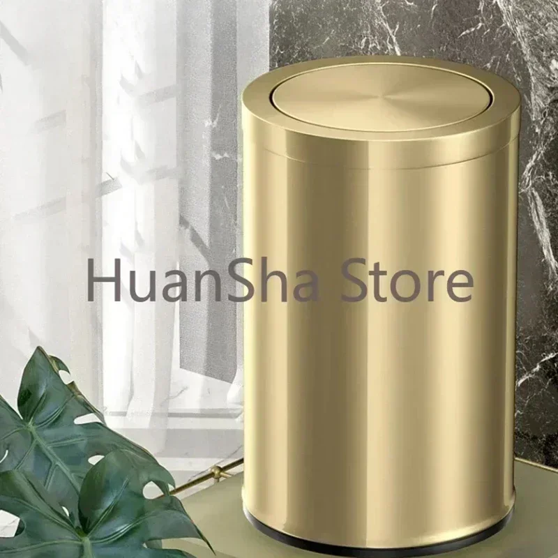 Home Stainless Steel Trash Can Gold Bathroom Bedroom Recycle Wastebasket Kitchen Storage Lixeira Banheiro Home Appliance BS50TC