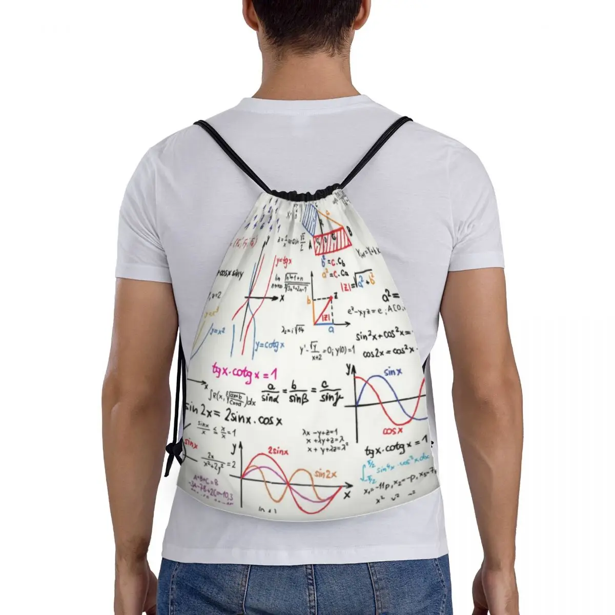 Mathematik Formeln Mathe Zahlen Kordel zug Tasche Frauen Männer tragbare Turnhalle Sport Sackpack Geek Wissenschaft Puzzle Training Rucksäcke