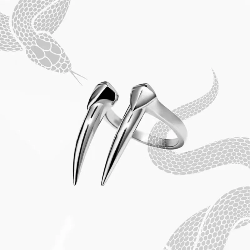 2023 Snake Fangs anello per denti per donna Vintage Gothic Punk Silver Color Animal Ring for Men Retro Trend Jewelry Cool Stuff Party