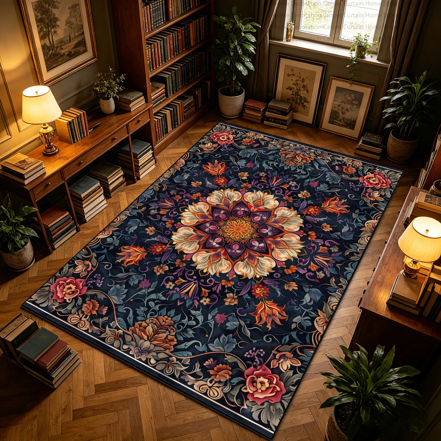 Retro Colorful Persian Carpet Living Room Decoration Large Area Rugs Soft Plush Non-slip Washable Bedroom Study Lounge Floor Mat