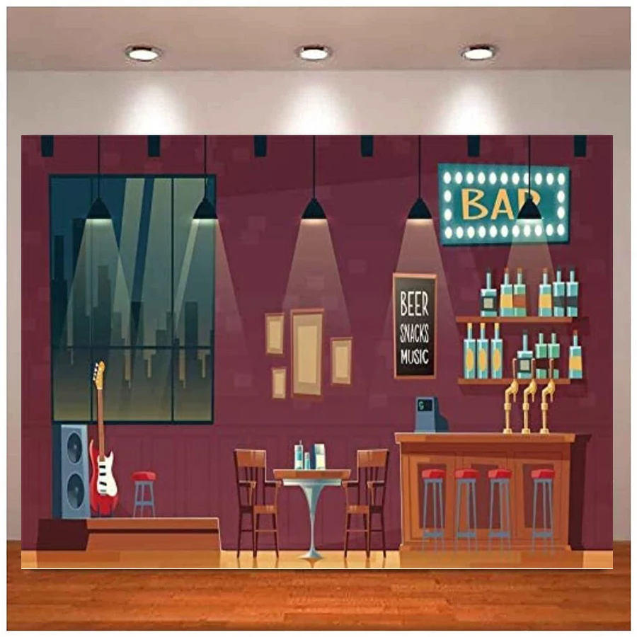 Bar Photography Backdrop Empty Night Club Wine Glass Pub Bar Counter Background Fun Nightlife Stage Show Party Adults Portrait