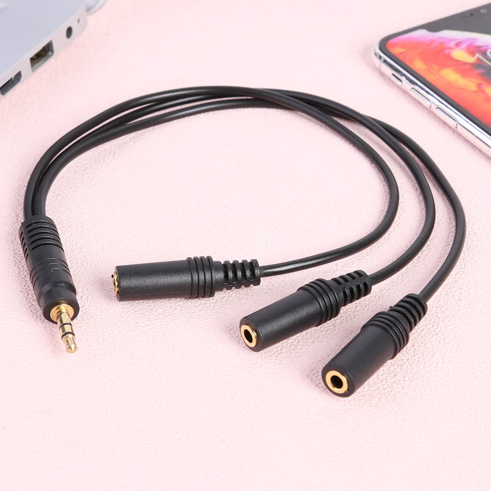 3.5 มม.สเตอริโอ Audio Splitter CABLE ปลั๊กทองชาย 3 WAY EXTENSION CABLE