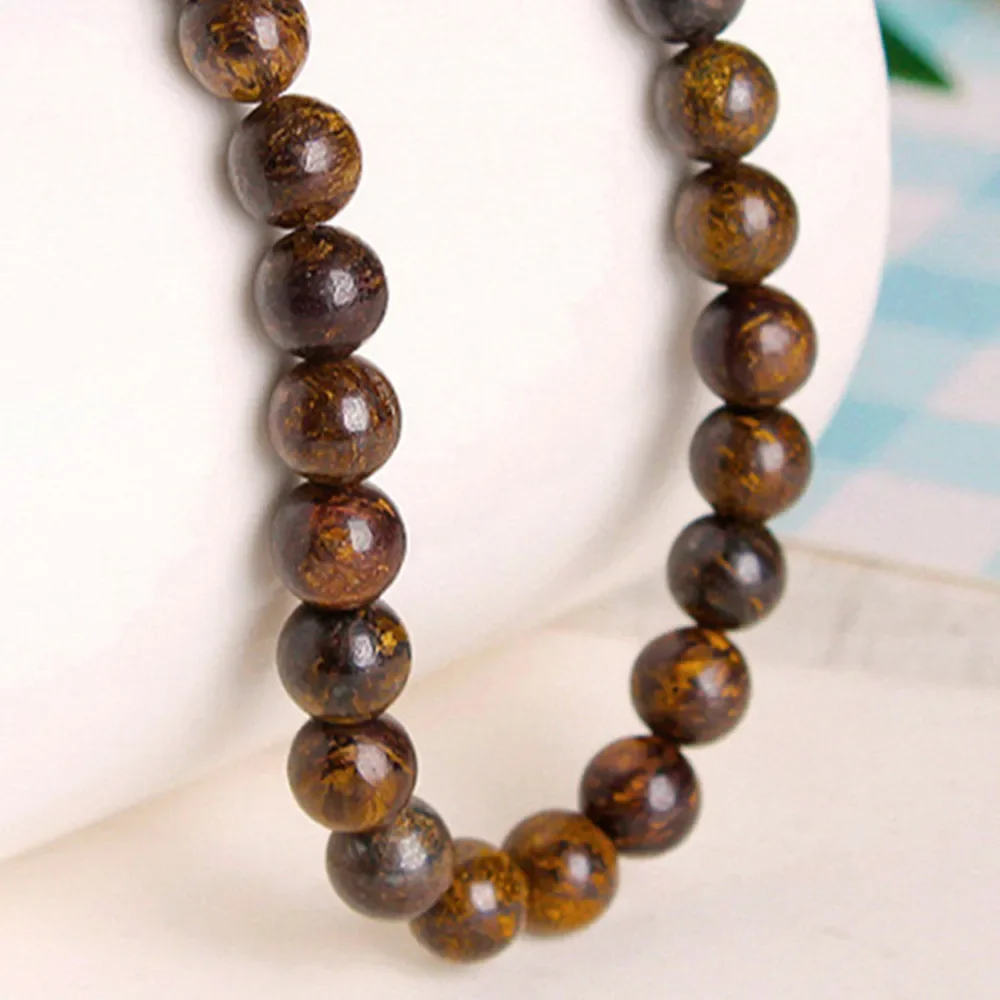 4-12mm Round Beads for Jewelry Making Natural Stone Bronze Colored Spacer DIY Women Necklace Bracelet Charm Beading Accessories