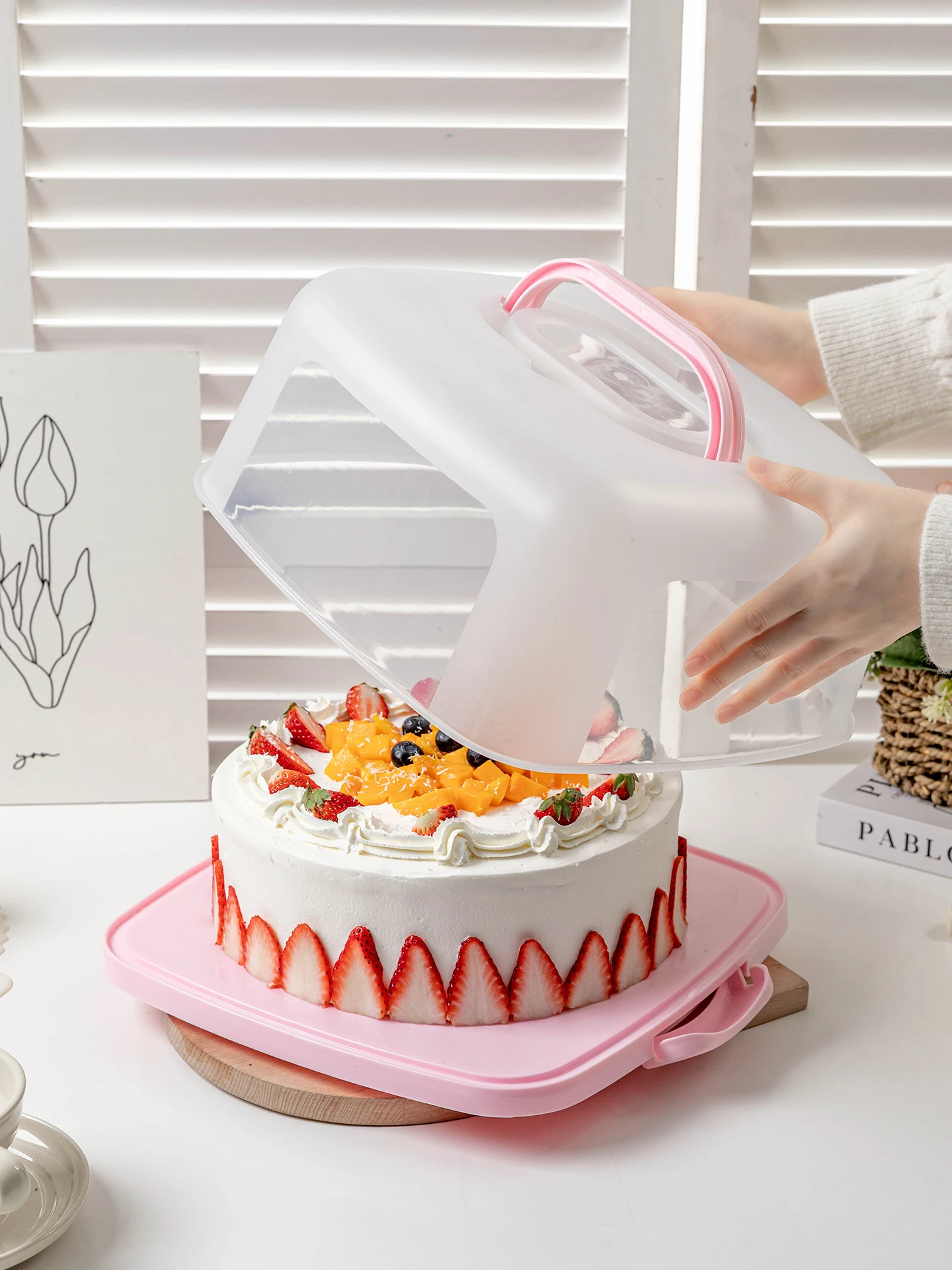 Reusable Square Cake Box Bakery Birthday Dessert Packaging Holder Handheld Baking Tray with Base Long 325cm Wide 325cm High ...
