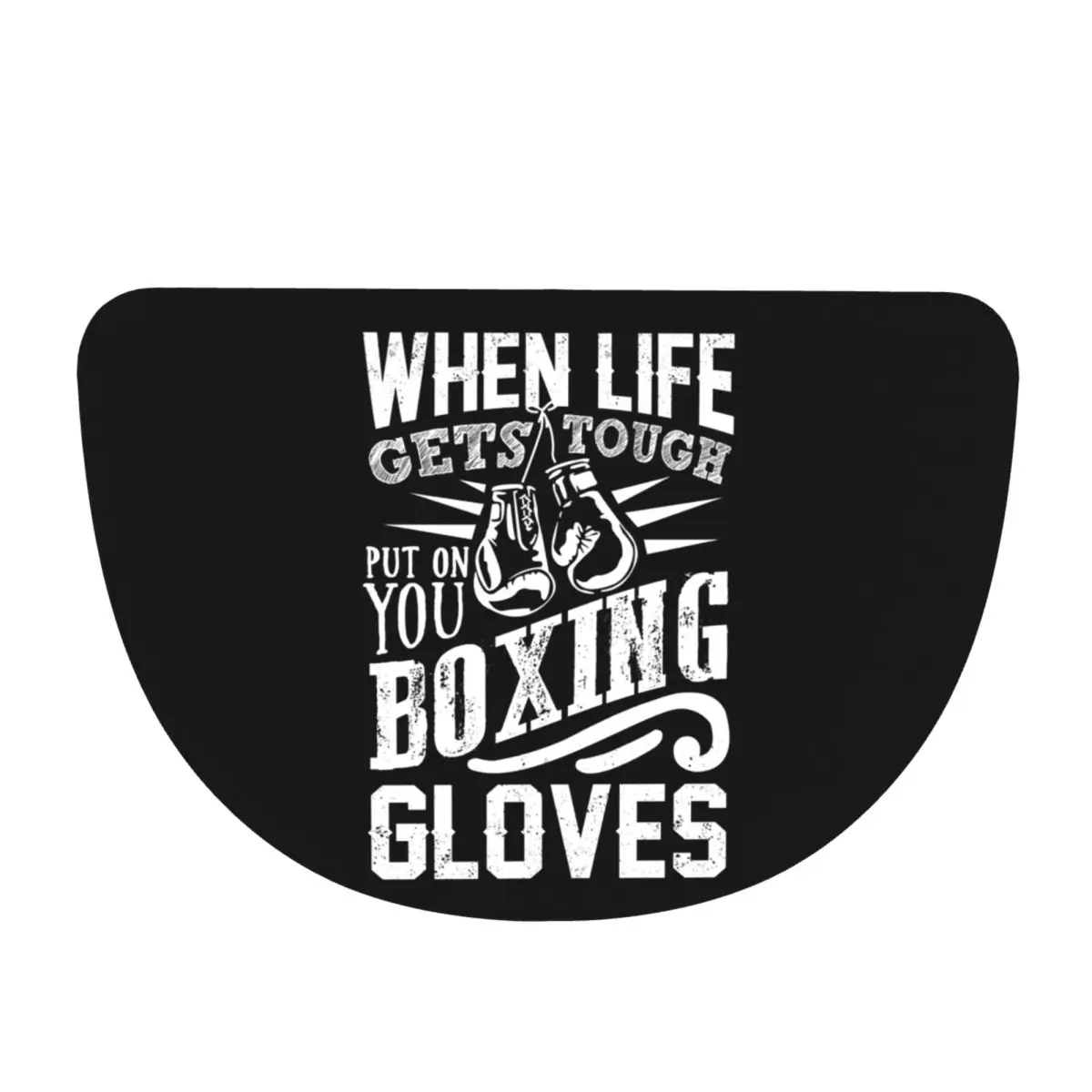 Boxing Gloves Soft Flannel Half Round Doormat Non Slip Bathroom Mat Absorbent Floor Carpet for Laundry Room Bathroom