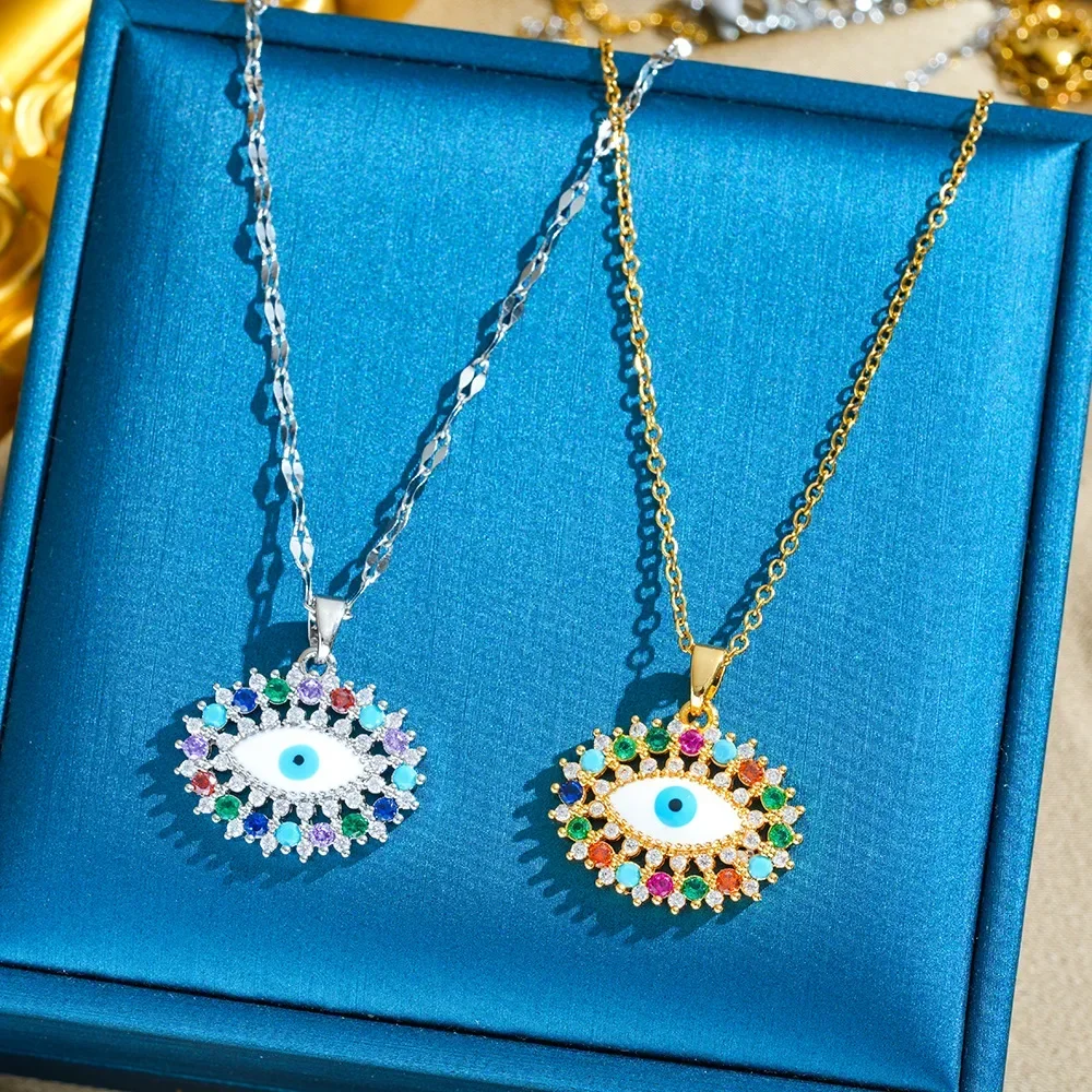Новейшая нишевая цепочка на ключицу, турецкое женское ожерелье из титановой стали Blue Eye Devil's Eye