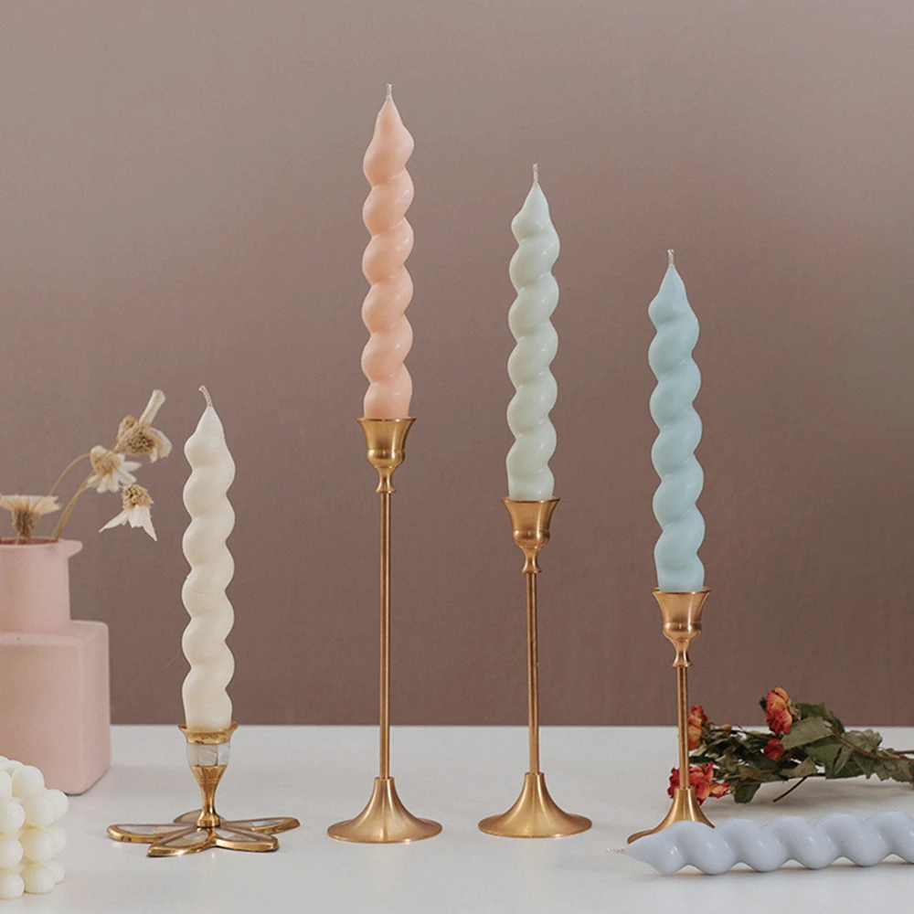 

Popular Sculptural Wavy Spiral Pillar Candle Silicone Mold DIY Twisted Wave Taper Candles Moulds Rope Taper Candle Mold