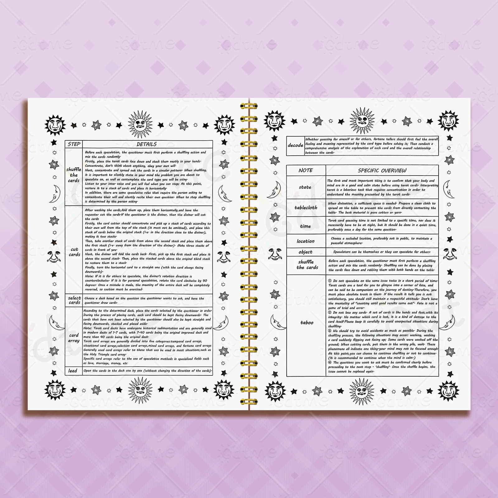 50 sheets Tarot Revelations Notepad Tarot Mysterious Divination Deck Party Card Game Funny Family Friend Game Divination Notepad