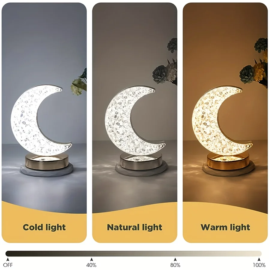 Crystal Lamp Star Shape, Bedroom Touch Lamp Infinitely Dimmable Bedside Table Lamp Suitable For Living Room Christmas Decoration