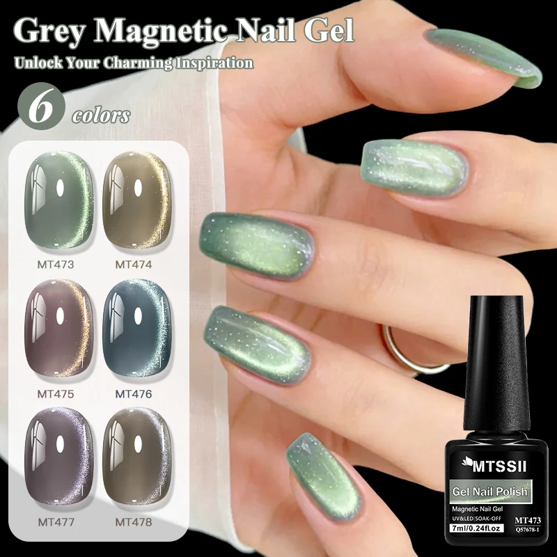 Grauer magnetischer Nagelgel 7ml Katzenaugen-Gel-Lack UV LED ablösbarer Schimmer-Effekt langanhaltender Hochglanz-Nagelkunst HEMA/TPO-frei