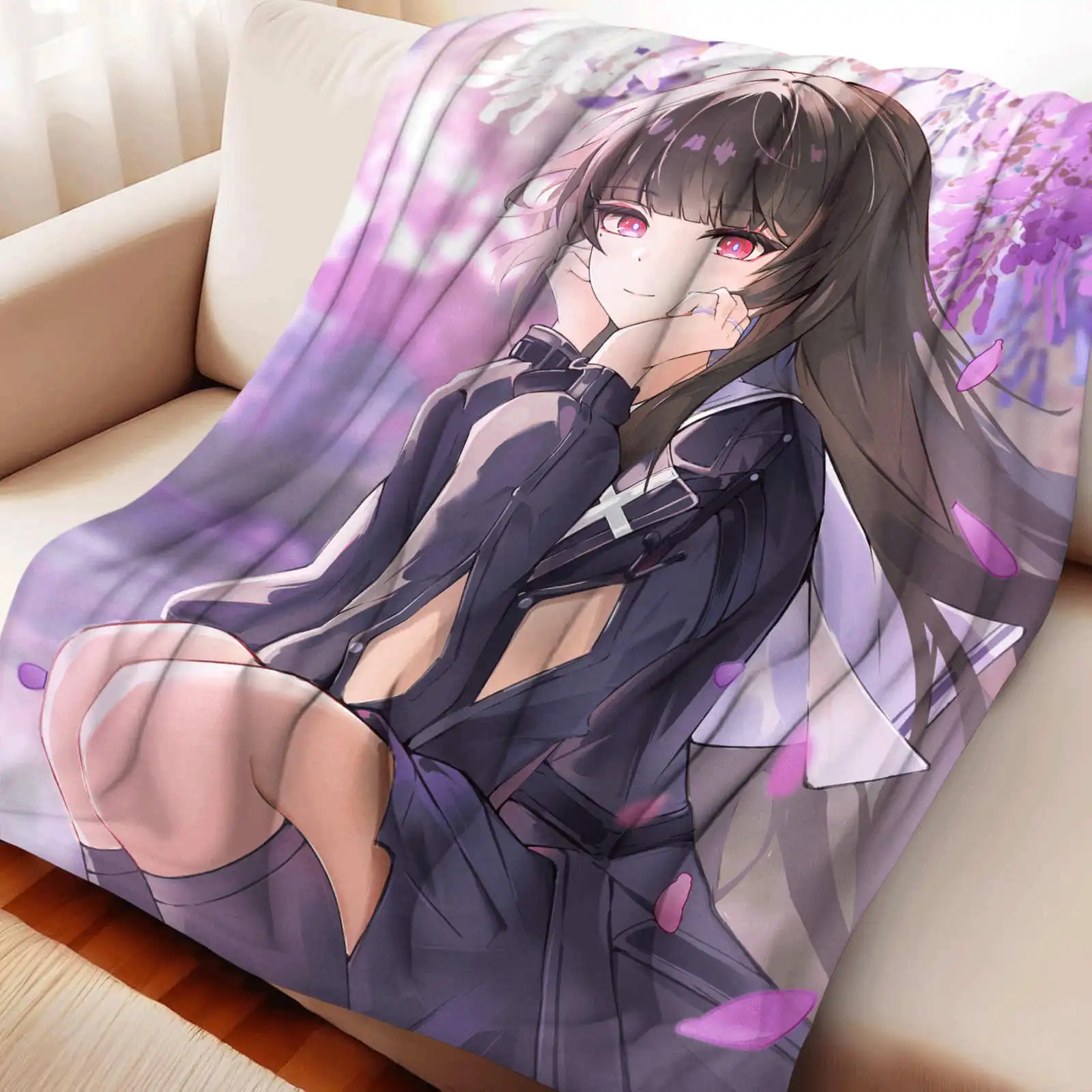

Wuthering Waves Kuchiba Chisa Cartoon Cute Blanket Cover Warm Soft Anime Flannel Knee Banket Multifunctional Universal Blankets