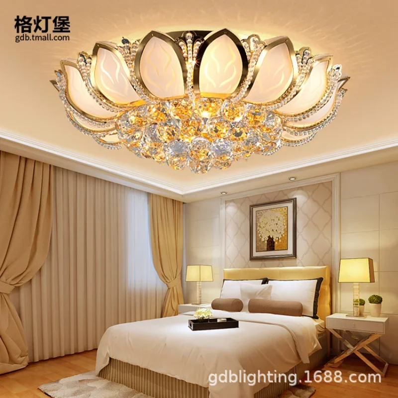 Lotus Flower Modern Ceiling Light With Glass Lampshade Gold Ceiling Lamp for Living Room Bedroom lamparas de techo abajur