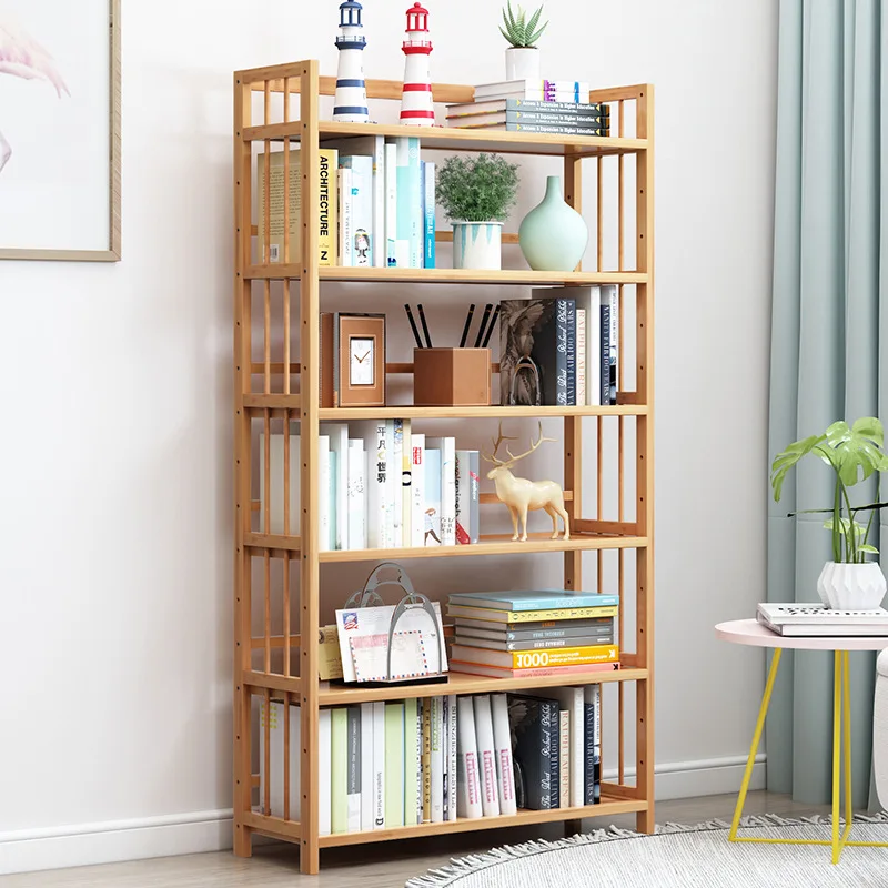 AOLIVIYA Simple Floor Bookcase Cabinet Library Shelves Desk Bookshelf Storage Rack Study Office Kids Display Organizer Stand