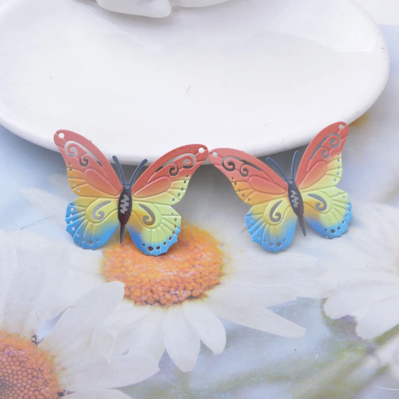 6 Stück/Set Edelstahl-Schmetterlings-Halskettenverbinder mit 4 Löchern, Schmetterlings-Druck-Anhänger, DIY-Schmuck, Ohrringe, Mädchen-Anhänger – Detail 8