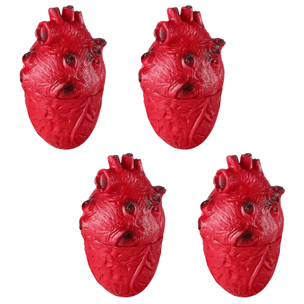 

4 Pcs Mannequin Simulated Heart Halloween Prop Decorations Giant Supplies Red Organ Body Part Party Props