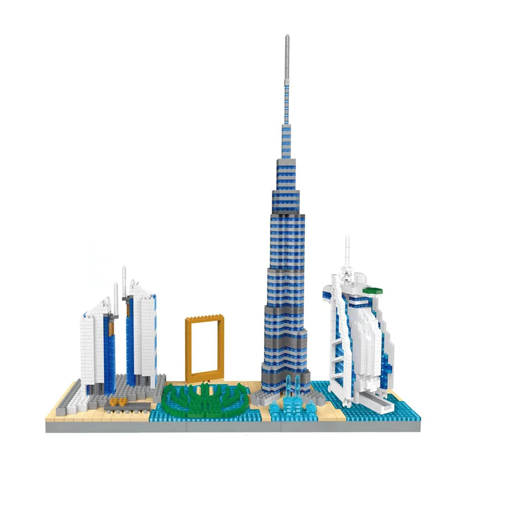 Knew Built Dubai Skyline Building Block Models Creative Decorations Puzzle Micro Mini Bricks Toys to Exercise Hands-on Skills