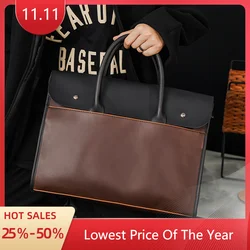 Crazy Horse PU Leather Bags Retro Men's Bag Business Briefcase  Designer's Shoulder Bag Luxury Leather Brand File Bag Satchels