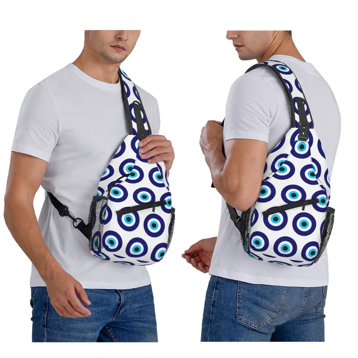 

Magic Eye Five Set Evil Ey Chest Bag Men Sling Crossbody Backpack Chest Bag Travel Hiking Daypack Shoulder Bag
