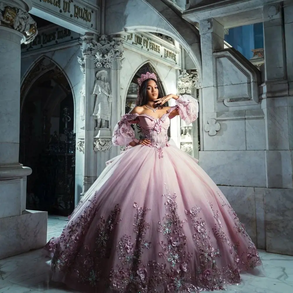 فساتين FURSTENBERG الجنية Quinceanera للفتيات بأكمام طويلة بطول الأرض فساتين مناسبة فيستدوس دي 15 أنوس مخصصة #3