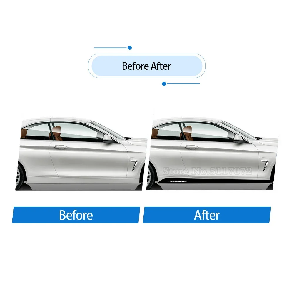 M Performance Door Side Skirt Hood Sticker Decal For BMW Series 1 F30 E90 G20 E60 F11 E46 X1 F31 F10 X3 F25 X5 F15 F48 X6 E71