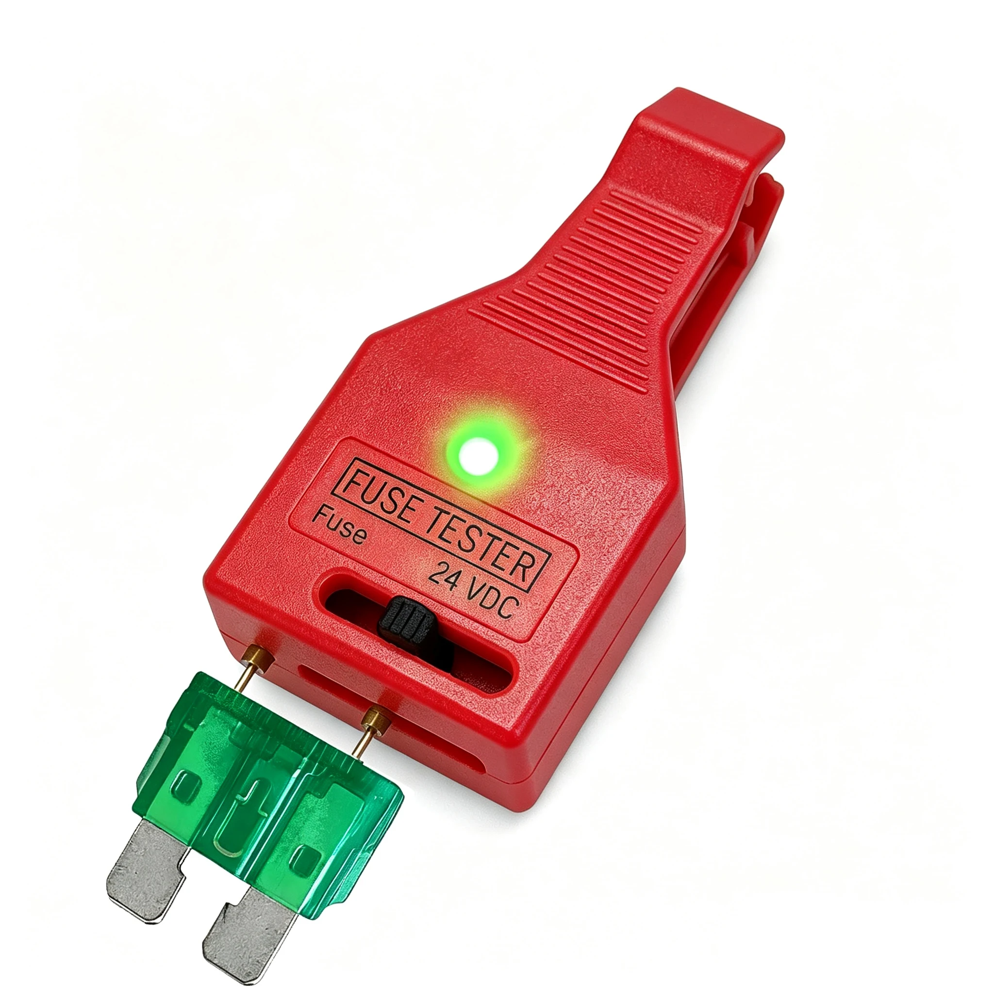 DC 24V Automotive ATO/ATC ATM Blade Fuse Tester Tool Puller for Mini/Standard Blade Fuse with LED Indicator