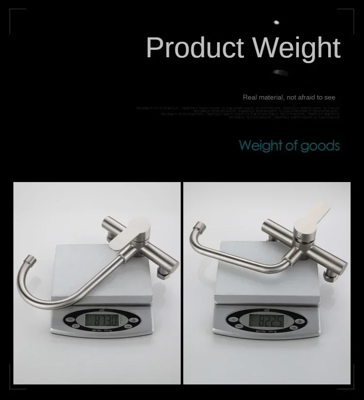 Stainless Steel Double Hole Wall Mounted Cold and Hot Faucet Balcony Rotating Kitchen Faucet Torneiras De Cozinha  Batidora