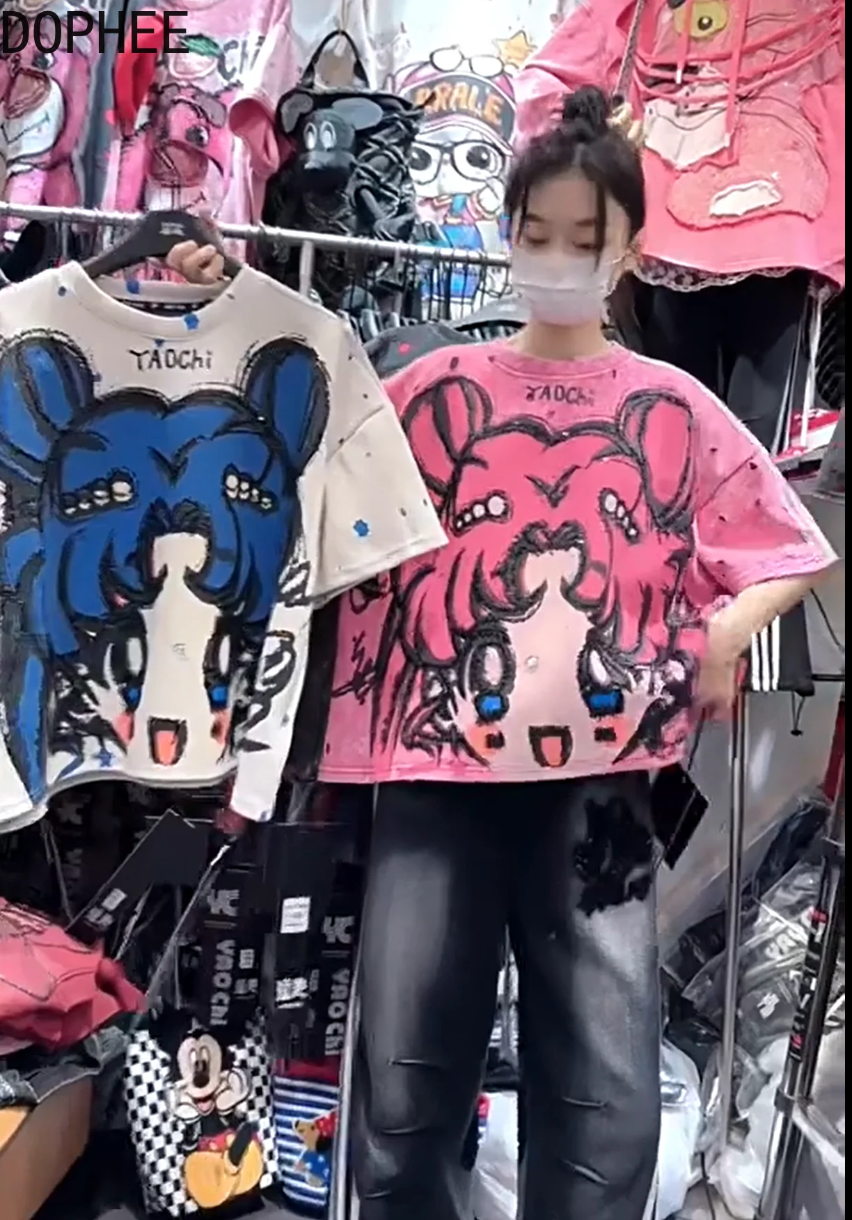 

Sweet Princess Loose Women Short Sleeve T-shirt 2025 New Autumn Round Neck Pullover Top Sequins Cartoon Trendy Casual Cotton Tee