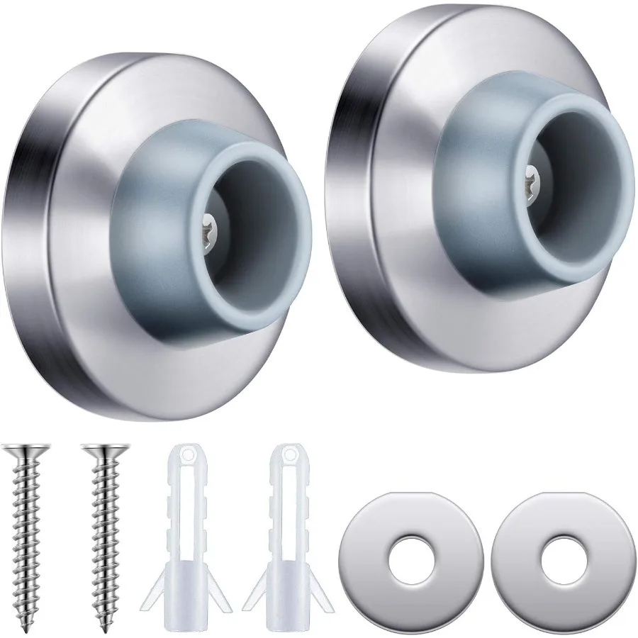 코이브 도어 스토퍼 벽 도어 범퍼 스테인리스 스틸 벽 보호대 도어 스톱 벽면 장착 플러시 범퍼 그레이 고무 코이브 도