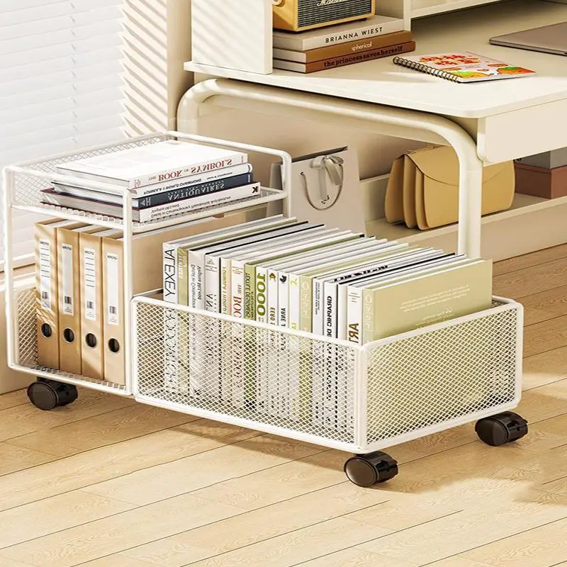 AOLIVIYA Mobile Desk Bookcase Cabinet Library Shelves Bookshelf Storage Rack Classroom Student Organizer Cart