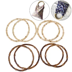 1 Pair 2 Sizes High Quality Round Bamboo Bag Handle For Handbag Handcrafted DIY Bags Accessories Plastic Handle