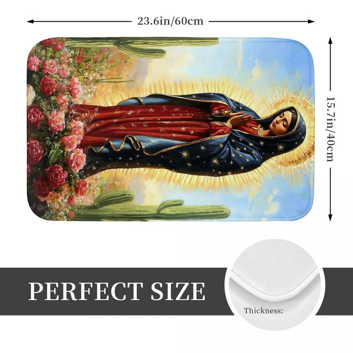 Virgin Mary Of Guadalupe Religious Art Doormat Kitchen Entrance Home Floor Mat Non-slip Carpet Rug for Balcony Footpad Mats
