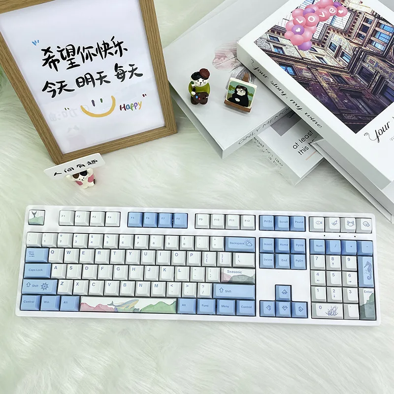 Haiyun keycap original height PBT material five-sided sublimation mechanical keyboard cross satellite shaft universal