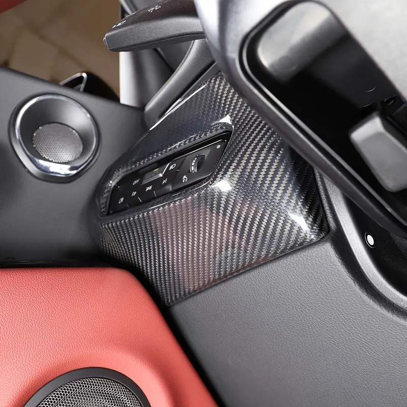 Real carbon fiber Car Headlight switch button Decorative cover sticker For Toyota GR Supra A90 2019-23 Car Interior Accessories