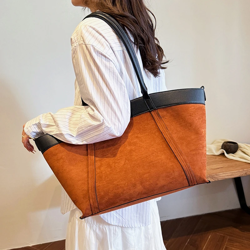 

Зимняя дорожная сумка для женщин, высококачественная замшевая кожаная сумка на плечо, дизайнерская сумка, большая вместительная дорожная сумка, большая сумка для покупок