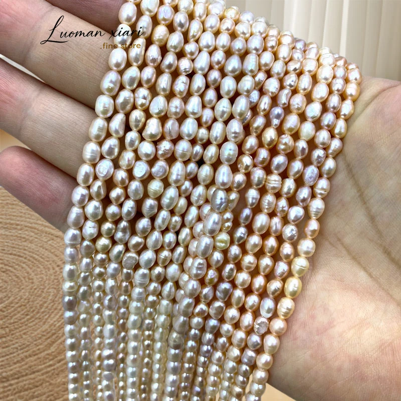 

Natural Freshwater Pearl Rice Shape 4-5mm Orange Loose Spacer Beads for Jewelry Making Diy Pearls Necklace Bracelet Accessories